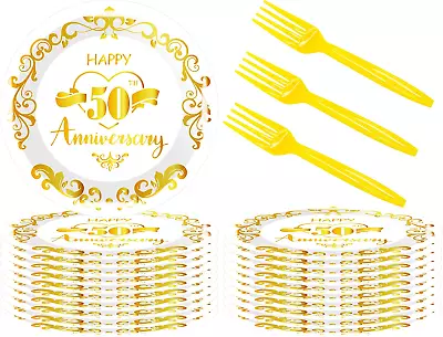 75 Pcs 50Th Anniversary Wedding Party Supplies50Th Anniversary Wedding Party Ta • $23.32