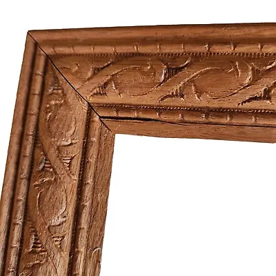 Ornate Hand-Carved ? OAK ? Wooden Picture Frame 19x15 Vintage Holds 12x15 Item • $72.79