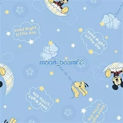 BTY Disney Mickey Mouse Good Night Little One Fabric By The Yard Pluto Moon Star • $9.50