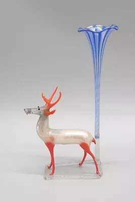 Antique German Bimini Blown Glass Christmas Reindeer Figurine Table Vase Rare #2 • $9.99