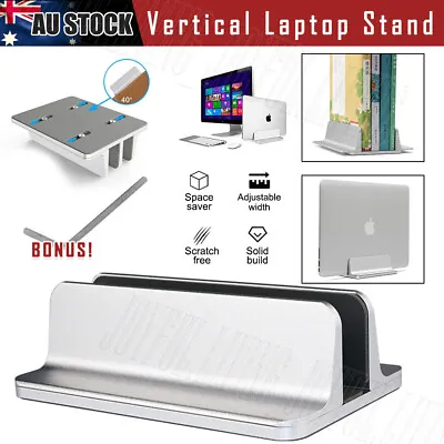 $19.99 • Buy Aluminum Vertical Laptop Stand Desktop Holder Space-Save Shelf For Macbook IPad