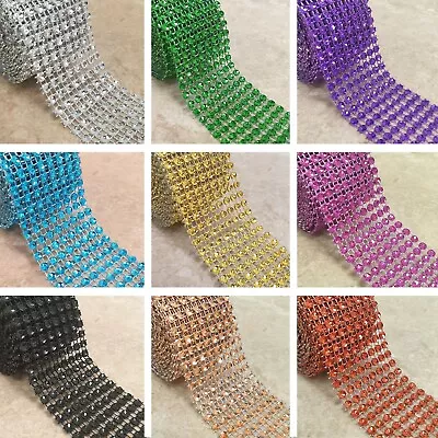 £3.25 • Buy Diamante Diamond Ribbon Mesh Cake Trim Wrap Bling Wedding Craft Crystal 8 Row 1M