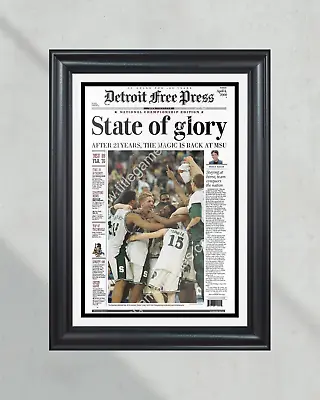 2000 Michigan State Spartans NCAA College Basketball Champions Framed Front Page • $119.99
