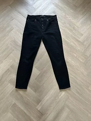 7 For All Mankind Aubrey Slim Illusion Fame Rinsed Black Size 30 • £13.40