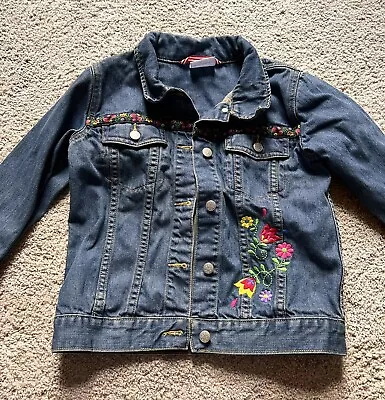 Hanna Andersson Girl's Denim Jean Button Up Jacket Size 140  Embroidery • $9.75