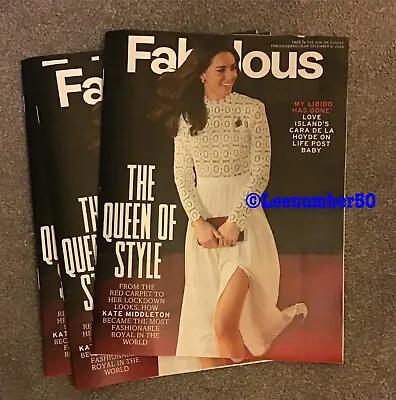 FABULOUS Magazine Kate Middleton 6/12/20 New Queen Of Style Cara De La Hoyde • $6.85