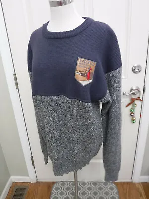 Men's VTG HEAD SPORTS WEAR Large Gray Heavy Knit Wool Ski Snow Pull Over Sweater • $29.99