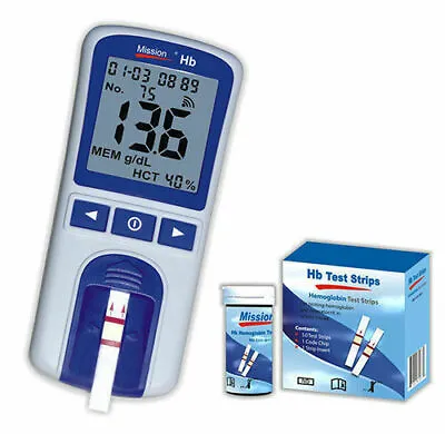 Mission Digital Hb Hemoglobin Testing Meter FREE 10 STRIPS HURRY Long Expiry • £90.12