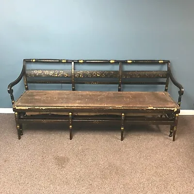 Rare 19th Century Painted Pull Out Daybed Country Bench • $2750