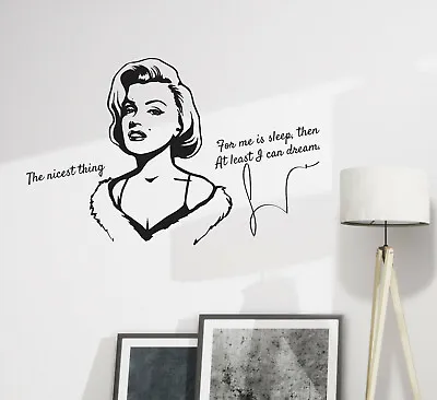 Wall Decal Marilyn Monroe Quote Bedroom Vinyl Decor Black 28 In X 17.5 In Gz370 • $21