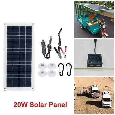 20 W Solar Panel 12 Volt Trickle Battery Charger For Car Van Caravan Boat Kit • £16.80