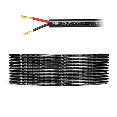 20 Gauge 2 Conductor Electrical Wire Stranded PVC Red & Black Cord Pure Copper C • $21.05