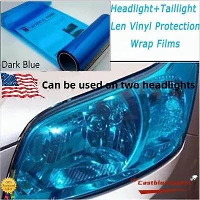 12 X78  Gloss Deep Blue Film Tint Lens Vinyl Wrap Fit For Headlight Taillight • $6.98