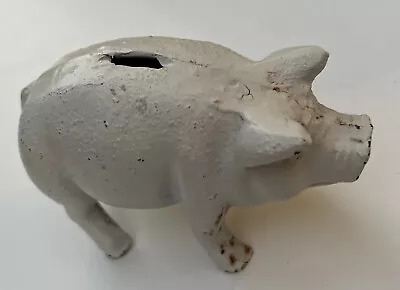 VINTAGE ANTIQUE HEAVY Cast IRON PIG Piggy Bank Door Stop Farmhouse Rustic 5” BE • $26.99