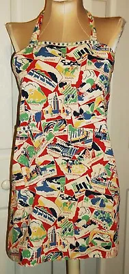 Handmade Colorful Vintage United States Names Pictures Full Bib Apron • $14