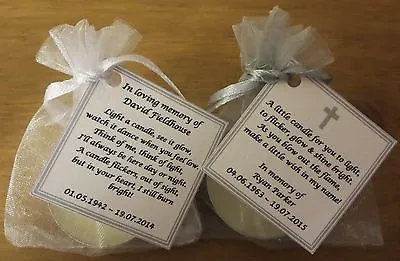 10 Funeral Personalised Remembrance Candle Favours. Light In Memory. Condolence  • £6.95