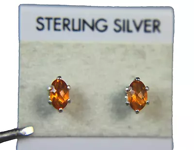 OPAL - Fiery Orange Mexican Fire Opal Faceted .925 Sterling Silver Stud Earrings • $49.88