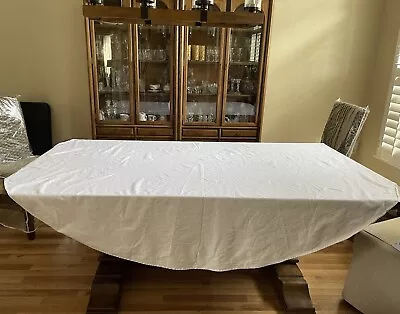 Williams-Sonoma Hotel Tablecloth 90” Round 100% Cotton Solid White • $35