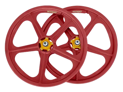 SKYWAY Tuff II Rivet Wheel Sets - Collector's Edition Red/Gold Flange • $699