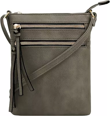 Medium Functional Multi Pocket Double Zipper Crossbody Wristlet Bag. Dark Sage • $21.99