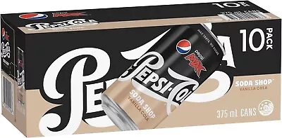 Pepsi Max Vanilla Zero Sugar Cola 10 X 375ml-Au • $19.99