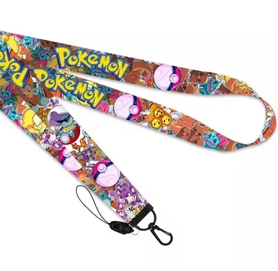 Pokemon (Multi Color) Nylon Lanyard  (NEW)  Key Ring Badge Holder ID Pass • $9.95