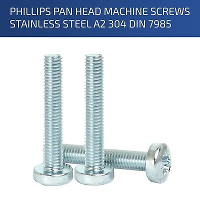 M5 X 80mm Phillips Pan Head Screws Machine Screws A2 Stainless Steel - Din 7985 • £0.99