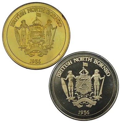 BRITISH NORTH BORNEO Medallic 1 Crown 1936 Proof 'Edward VIII' (2 Different) • $59.99