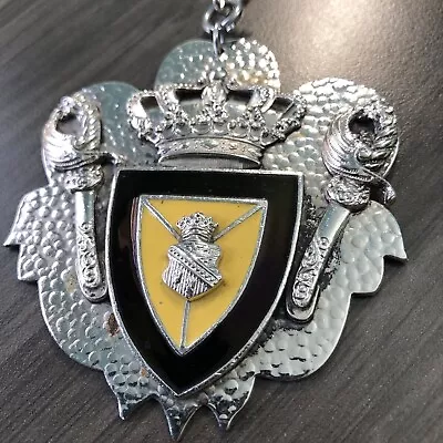 Heraldic Shield Coat Of Arms  Necklace Pendant - Vtg Metal & Enamel Pendant • $9.99