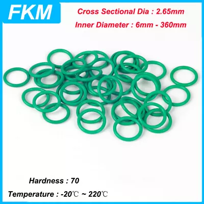 FKM Green O Ring Metric Fluoro Rubber Oring THK 2.65mm Resistant Oil Seal Gasket • $2.70
