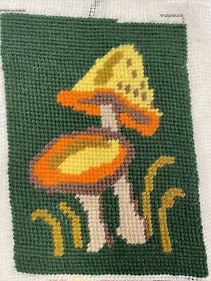 Vintage Mushroom Needlepoint Picture Unframed 4.5  X 6.5  • $31.99