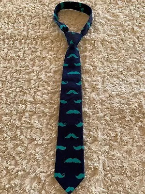 Old Navy Boys Blue Teal Mustaches Adjustable Tie Small  • $6.50