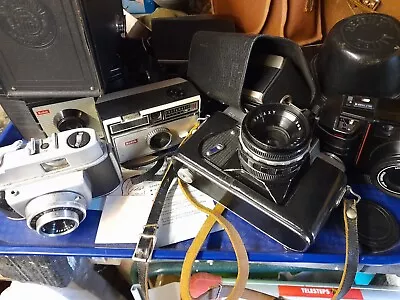 Seven Assorted Old Cameras Minolta Zenit  Kodak Etc. • £12