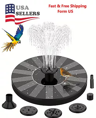 Solar Power Bird Bath Fountain Pump Upgrade 1.4W Solar Fountain With 4 Nozzle • $9.75