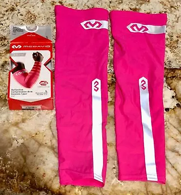 MCDAVID Reflective Compression Bright PINK Basketball Arm Sleeve Pair NEW Mens L • $22.43