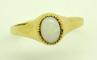 Stunning 9ct Yellow Gold Solitaire Single Stone Opal Ring Size Q • £125