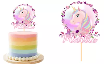 Unicorn Cake Topper Personalised  Glossy Cardstock Decoration • $14.80