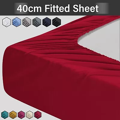 Extra Deep 40 Cm Fitted Sheet Full Bed Sheets Single Double King Super King Size • £7.03