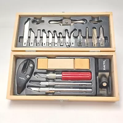 X-Acto Knife Set In Wooden Box Container Wood Crafting Tool 22 Pieces. Pre-owned • $35.60
