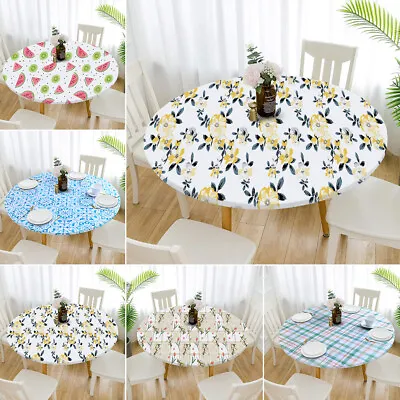 $33.13 • Buy Elastic Tablecloth Waterproof Oilproof Round Dining Protector Table Cover Cloth