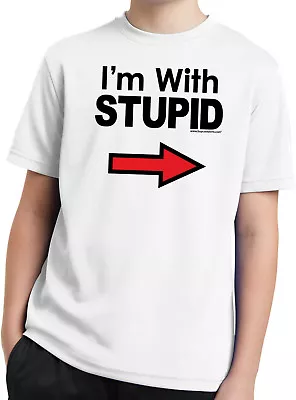 Buy Cool Shirts Kids I'm With Stupid T-shirt Black Print Moisture Wicking Tee • £12.30