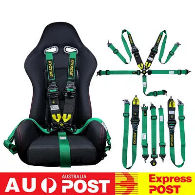 Green 5 Point Camlock Quick Release Racing Seat Belt Harness Universal NEW AU • $139.81