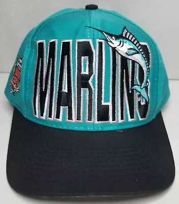 Vintage 90's - Florida Marlins / Miami Marlins - Logo 7 - Snapback Hat Cap • $39.99