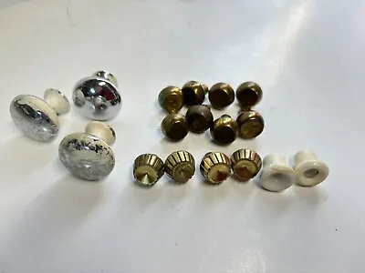 Lot Vintage Brass & Metal Drawer Cabinet Knobs Pulls W/hardware Shabby Chic • $14