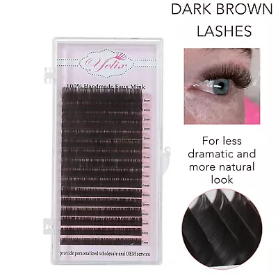 Dark Brown Colour Eyelash Extensions Mink Lash Individual Volume Lashes 2D 3D 4D • £9.75