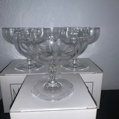 Mikasa Spring Petal 3 Clear Blown Glass Optic Compote Sherbet Tulip Stem Vintage • $25