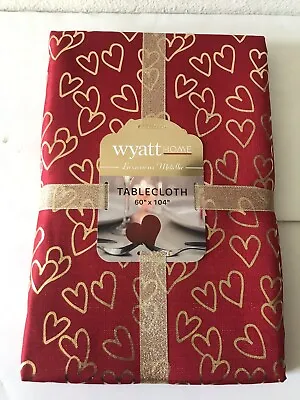 Wyatt Home Valentine's Day Luxurious Small Metallic Hearts Tablecloth 60x104 New • $29.99