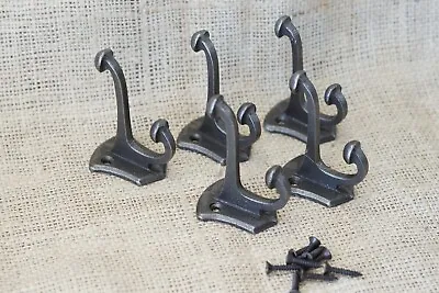 5 PCS Cast Iron Vintage Style Coat Hooks Hat Hook Rack Hall Tree Forged Silver • $14.99