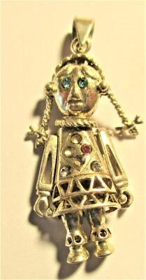 £20 • Buy Silver Vintage Charm Bracelet Charm Or Pendant Rag Doll Moving Limbs