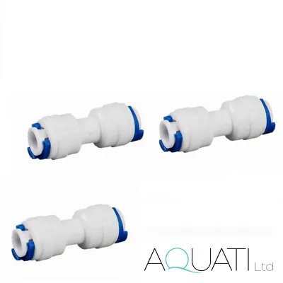 £5.45 • Buy 3x 1/4  Push-Fit Straight Pipe Through Connector RO Fridge Drinking Water Filter